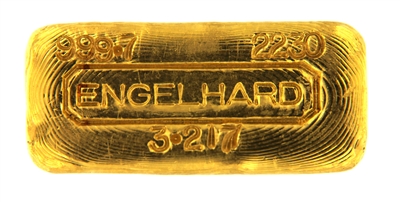 Engelhard 100 Grams (3.217 Oz.) Cast 24 Carat Gold Bullion Bar 999.7 Pure Gold