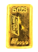 Engelhard London 5 Ounces Cast 24 Carat Gold Bullion Bar 999.9 Pure Gold