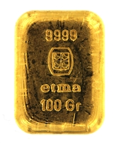 Etma 100 Grams Cast 24 Carat Gold Bullion Bar 999.9 Pure Gold