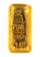 Harringtons Metallurgists 1 Ounce Cast 24 Carat Gold Bullion Bar 996.3 Pure Gold