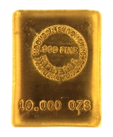Hoover & Strong 10 Ounces Cast 24 Carat Gold Bullion Bar 999 Pure Gold