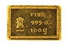 India Government Mint - Bombay Mint 100 Grams Cast 24 Carat Gold Bullion Bar 995.0 Pure Gold