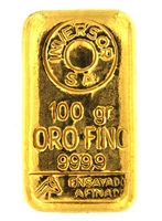 Inversor S.A 100 Grams Cast 24 Carat Gold Bullion Bar 999.9 Pure Gold
