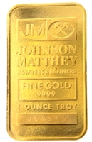 Johnson Matthey 1 Ounce Minted 24 Carat Gold Bullion Bar 999.9 Pure Gold