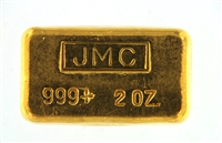 Johnson Matthey, Canada & Tucson Gold Mines 2 Ounces Cast 24 Carat Gold Bullion Bar 999 Pure Gold