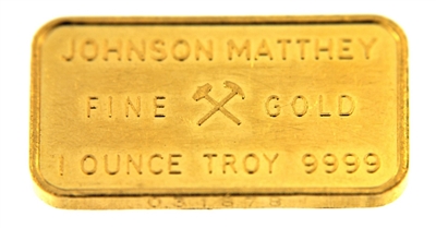 Johnson Matthey 1 Ounce Minted 24 Carat Gold Bullion Bar 999.9 Pure Gold