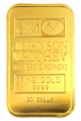 Johnson Matthey & Kredietbank Luxembourg 20 Grams Minted 24 Carat Gold Bullion Bar 999.9 Pure Gold