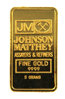 Johnson Matthey & Kredietbank Luxembourg 5 Grams Minted 24 Carat Gold Bullion Bar 999.9 Pure Gold