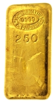 Johnson Matthey & Pauwels 250 Grams Cast 24 Carat Gold Bullion Bar 999.9 Pure Gold