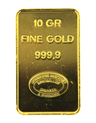 Johnson Matthey & Pauwels - Kredietbank S.A Luxembourgeoise 10 Grams Minted 24 Carat Gold Bullion Bar 999.9 Pure Gold