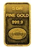 Johnson Matthey & Pauwels - Kredietbank S.A Luxembourgeoise 5 Grams Minted 24 Carat Gold Bullion Bar 999.9 Pure Gold