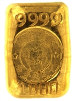 King Fook, Hong Kong 1 Tael (37.42 Gr.) Cast 24 Carat Gold Bullion Bar (1.203 Oz.) 999.9 Pure Gold