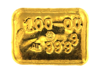 P.C. Boschmans 100 Grams Cast 24 Carat Gold Bullion Bar 999.9 Pure Gold