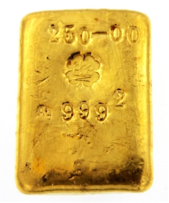 P.C. Boschmans 250 Grams Cast 24 Carat Gold Bullion Bar 999.2 Pure Gold