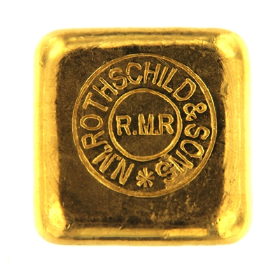 N.M Rothschild & Sons 2 Ounces Cast 24 Carat Gold Bullion Bar 995.0 Pure Gold