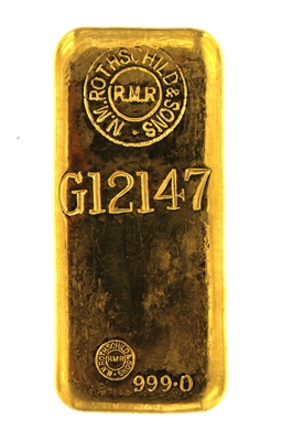 N.M Rothschild & Sons 500 Grams Cast 24 Carat Gold Bullion Bar 999.0 Pure Gold