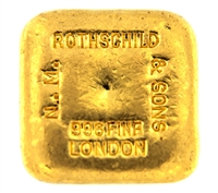 N.M Rothschild & Sons 5 Tolas (58.3 Gr.) Cast 24 Carat Gold Bullion Bar 996.0 Pure Gold