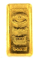 Swiss Bank Corporation 250 Grams Cast 24 Carat Gold Bullion Bar 999.9 Pure Gold