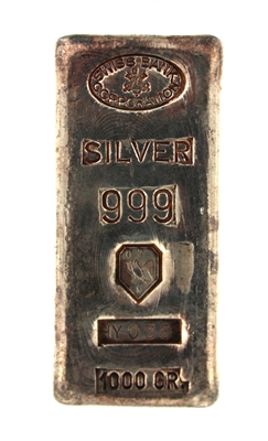 Swiss Bank Corporation â€“ SchÃ¶ne Edelmetaal 1 Kilogram Cast 24 Carat Silver Bullion Bar 999 Pure Silver