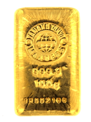 Tanaka Tokyo 100 Grams Cast 24 Carat Gold Bullion Bar 999.9 Pure Gold