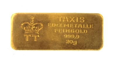 Thurn & Taxis Edelmetalle 20 Grams 24 Carat Gold Bullion Bar 999.9 Pure Gold
