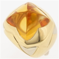 Bvlgari Pyramide Citrine Ring Yellow White Gold