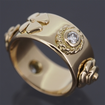 Chanel Three Symbols Diamonds Ring Yellow Gold