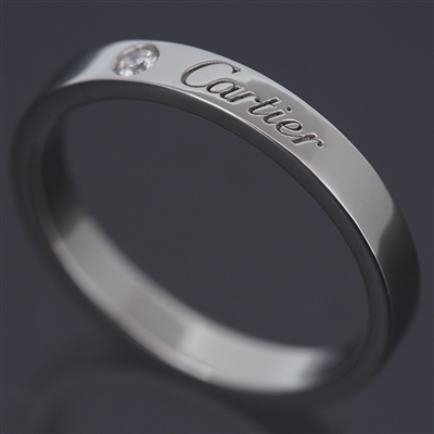 Cartier Engraved Wedding Diamond Ring Platinum 950