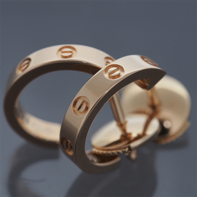 Cartier Mini Love Post Hoop Earrings Rose Gold