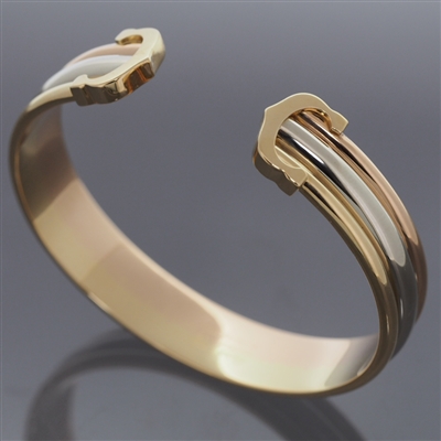 Cartier 18K 3 Gold 2C Open Bracelet Bangle