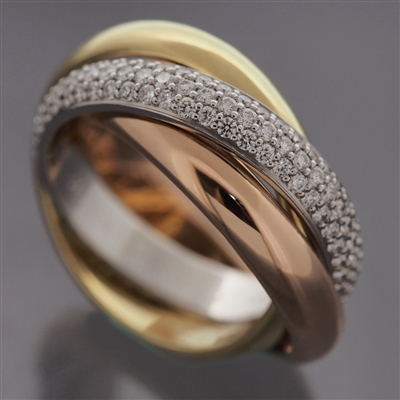 Cartier Trinity Ring With Pave Diamonds 3 Gold