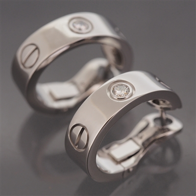 Cartier Love Diamond Post Hoop Earrings White Gold