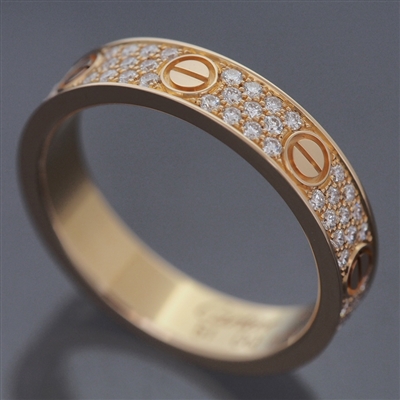 Cartier Mini Love Pave Diamonds Ring Rose Gold