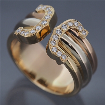Cartier 2C Diamonds Ring LM Tri Color Gold