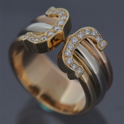 Cartier 2C Diamonds Ring LM Tri Color Gold