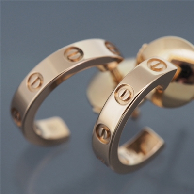 Cartier Mini Love Post Hoop Earrings Rose Gold