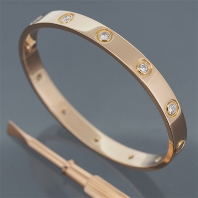 Cartier Love Bracelet With 10 Diamonds Rose Gold
