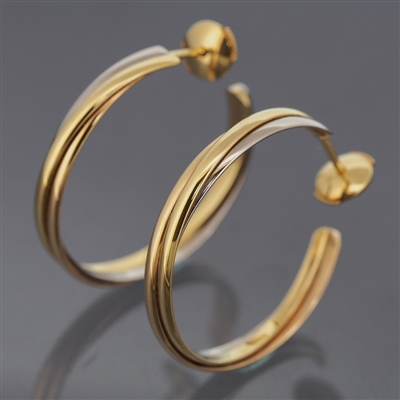 Cartier Trinity Post Hoop Earrings 3 Gold