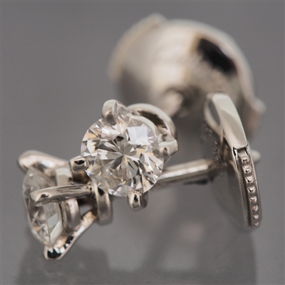 Cartier Solitaire Diamond Post Earrings Platinum