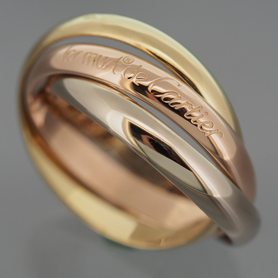 CARTIER 18K TRI COLOR GOLD 3 BANDS TRINITY ROLLING