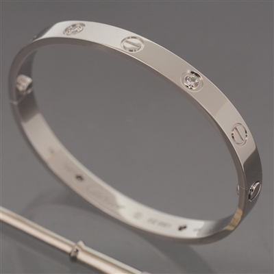 Cartier Love Bracelet With 4 Diamonds White Gold
