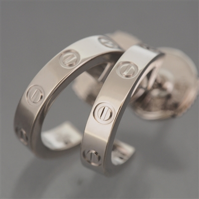 Cartier Mini Love Post Hoop Earrings White Gold