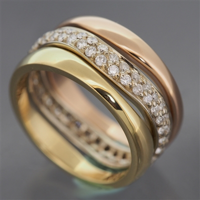 Cartier Love Me Diamonds Ring 3 Rows 3 Gold