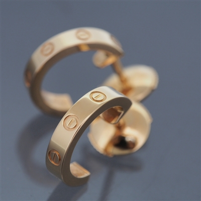 Cartier Mini Love Post Hoop Earrings Rose Gold