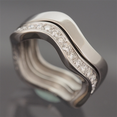 Cartier Neptune Diamonds Ring 2 Rows White Gold