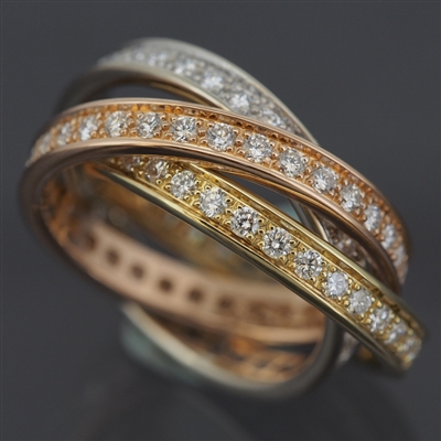 Cartier Trinity Ring With 1.5ct Diamonds 3 Gold