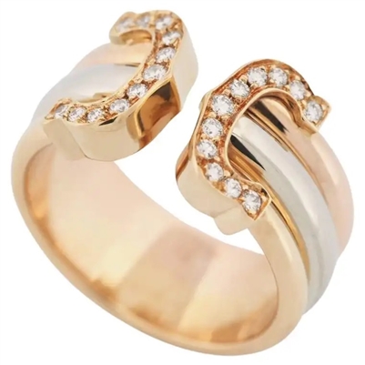 Cartier 2C Diamonds Ring LM Tri Color Gold