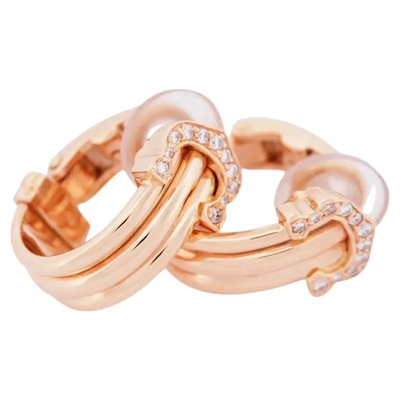 Cartier 2C Double C Clip Earrings Rose Gold