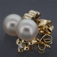 Mikimoto 7 mm Akoya Pearl & Diamond Post Earrings