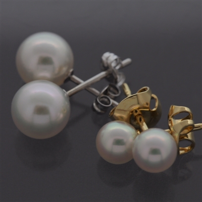 Mikimoto Akoya Pearl 2 Pair of Post Earrings